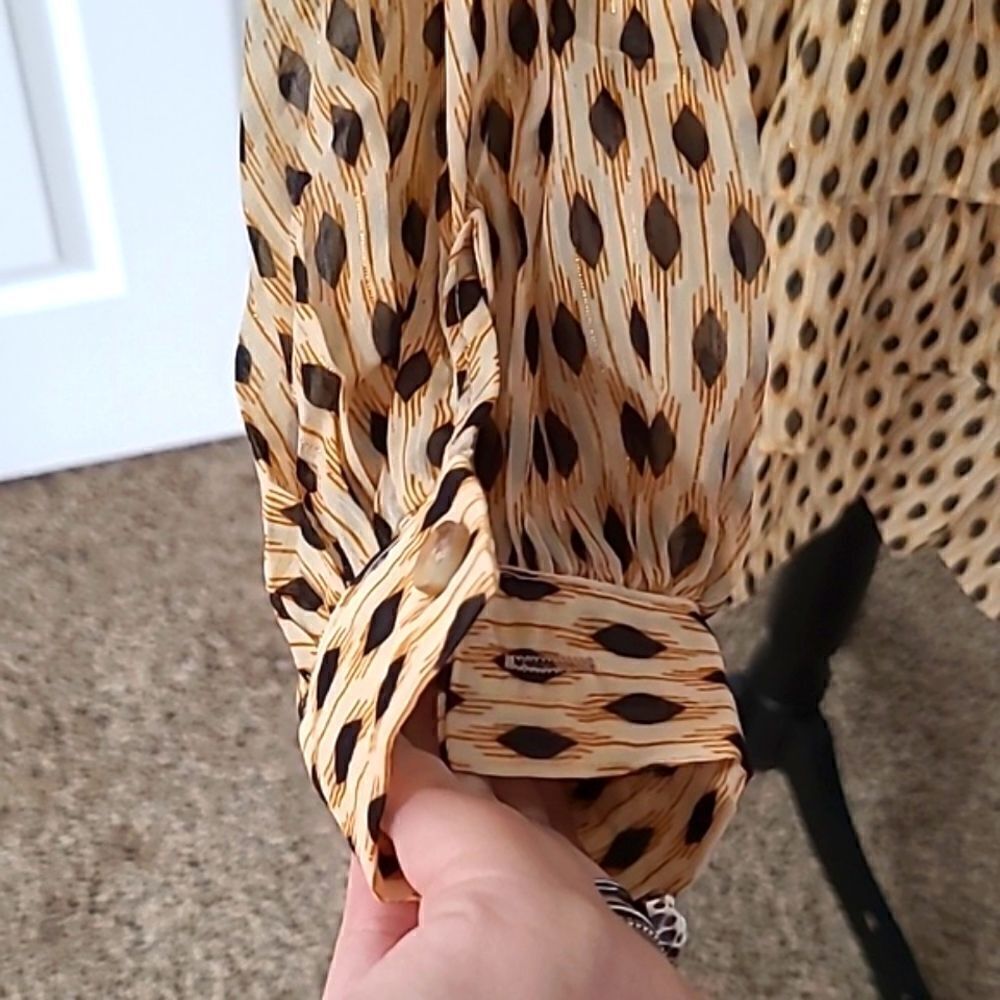 Chiffon Ruffled Dotted Mini Neutral Tan Gold - Picture 7 of 13